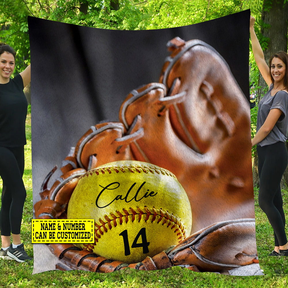 Personalized Softball Blanket, Love This Blanket Softball Fleece Blanket - Sherpa Blanket Gift For Softball Lovers, Softball Players, Softball Girls