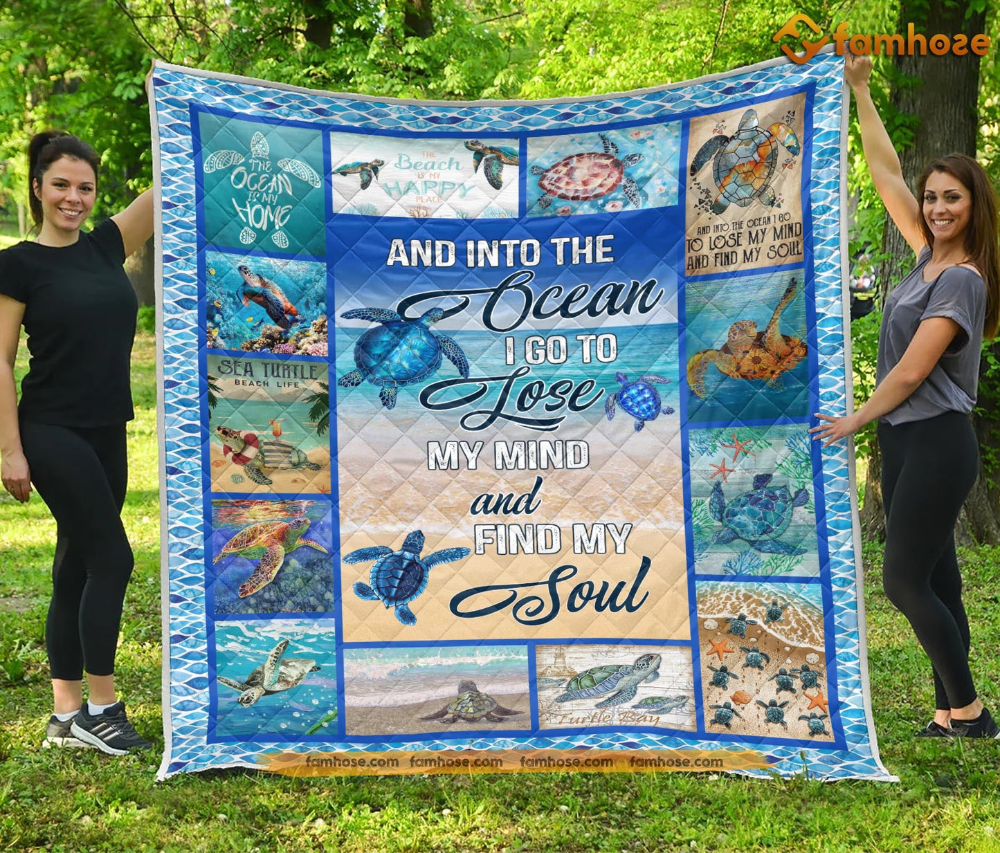 Turtle Blanket, And Into The Ocean I Go To Lose My Mind And Find My Soul Fleece Blanket - Sherpa Blanket Gift For Turtle Lover, Turtle Owners