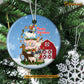 Christmas Farm Ornament, Merry Christmas On The Farm Animals Christmas Gift For Farmers, Circle Ceramic Ornament