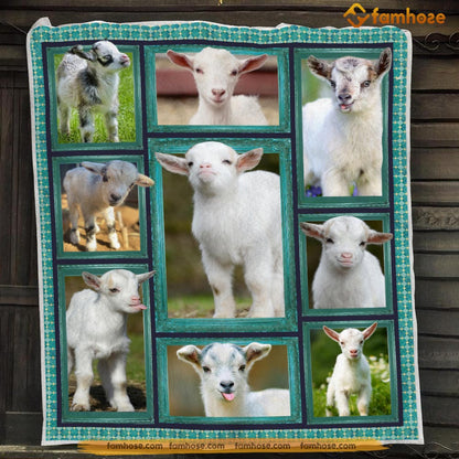 Goat Blanket, Cute Little Goat Smile Open Goat Fleece Blanket - Sherpa Blanket Gift For Goat Lover