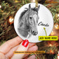 Cute Christmas Horse Ornament, I Standing Here Waiting For You Gift For Horse Lovers, Personalized Circle Ceramic Ornament