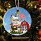 Christmas Farm Ornament, Merry Christmas On The Farm Animals Christmas Gift For Farmers, Circle Ceramic Ornament