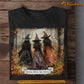 Halloween Witch T-shirt, A Witches' Walk Amidst Autumn Leaves, Spooky Season Gift For Witch Lovers