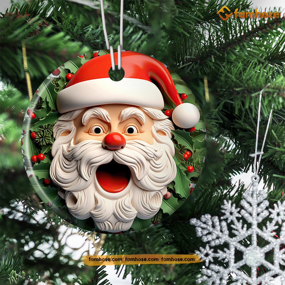 Santa's Jolly Jingle, Santa Claus Circle Ceramic Ornament Christmas Gift