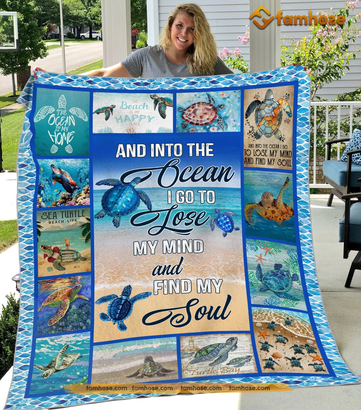 Turtle Blanket, And Into The Ocean I Go To Lose My Mind And Find My Soul Fleece Blanket - Sherpa Blanket Gift For Turtle Lover, Turtle Owners