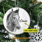 Cute Christmas Horse Ornament, I Standing Here Waiting For You Gift For Horse Lovers, Personalized Circle Ceramic Ornament