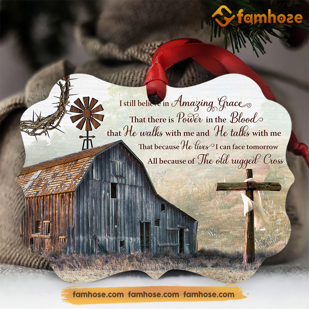 Christmas Farm Ornament, I Still Believe In Amazing Grace Gift For Farmers, Aluminum Ornament