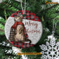 Christmas Cat Ornament, Merry Christmas Cat With Scarf Santa Gift For Cat Lovers, Circle Ceramic Ornament