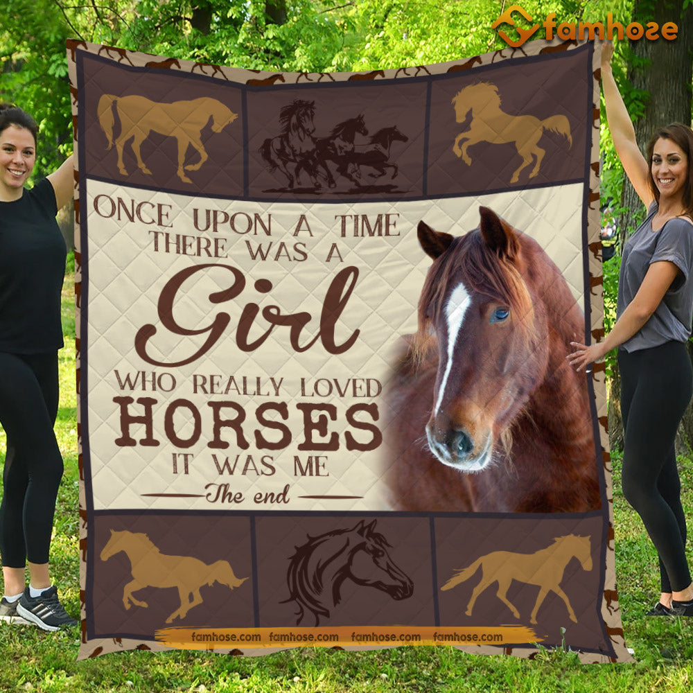 Horse Blanket, Once Upon A Time There Was A Girl Who Really Loved Horses Fleece Blanket - Sherpa Blanket Gift For Horse Lover