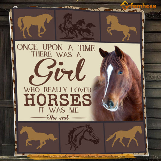 Horse Blanket, Once Upon A Time There Was A Girl Who Really Loved Horses Fleece Blanket - Sherpa Blanket Gift For Horse Lover