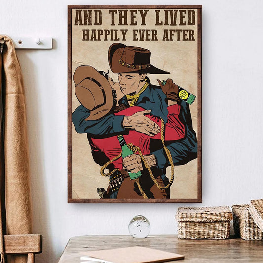 Valentine Rodeo Poster & Canvas, And They Lived Happily Ever After, Rodeo Canvas Wall Art, Poster Gift For Horse Lovers