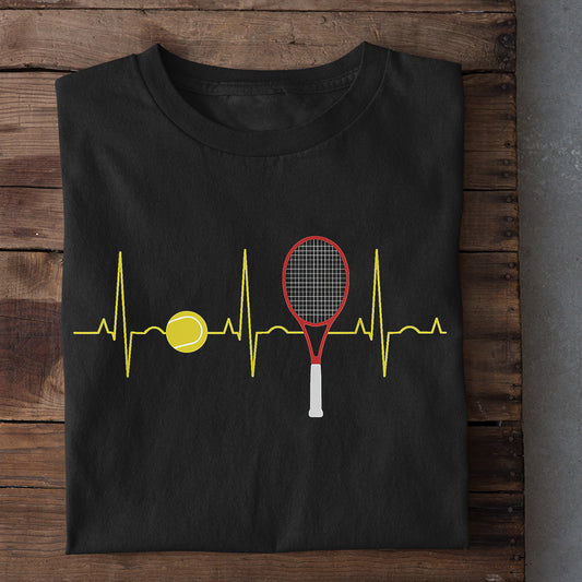 Tennis T-shirt, My Heartbeat Here, Gift For Tennis Lovers, Tennis Players, Tennis Tees
