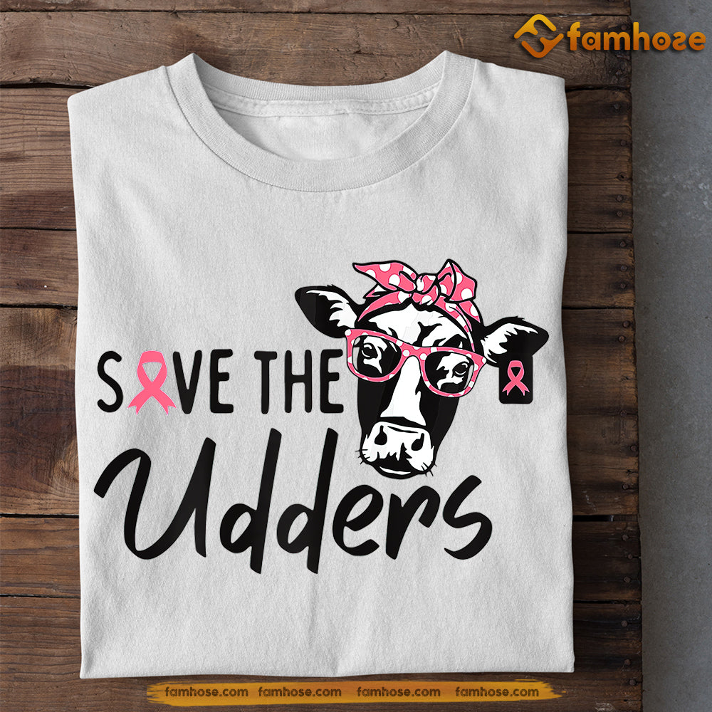 Cow T-shirt, Save The Udders With Cow, Gift For Cow Lovers Who Supports Breast Cancer Awareness