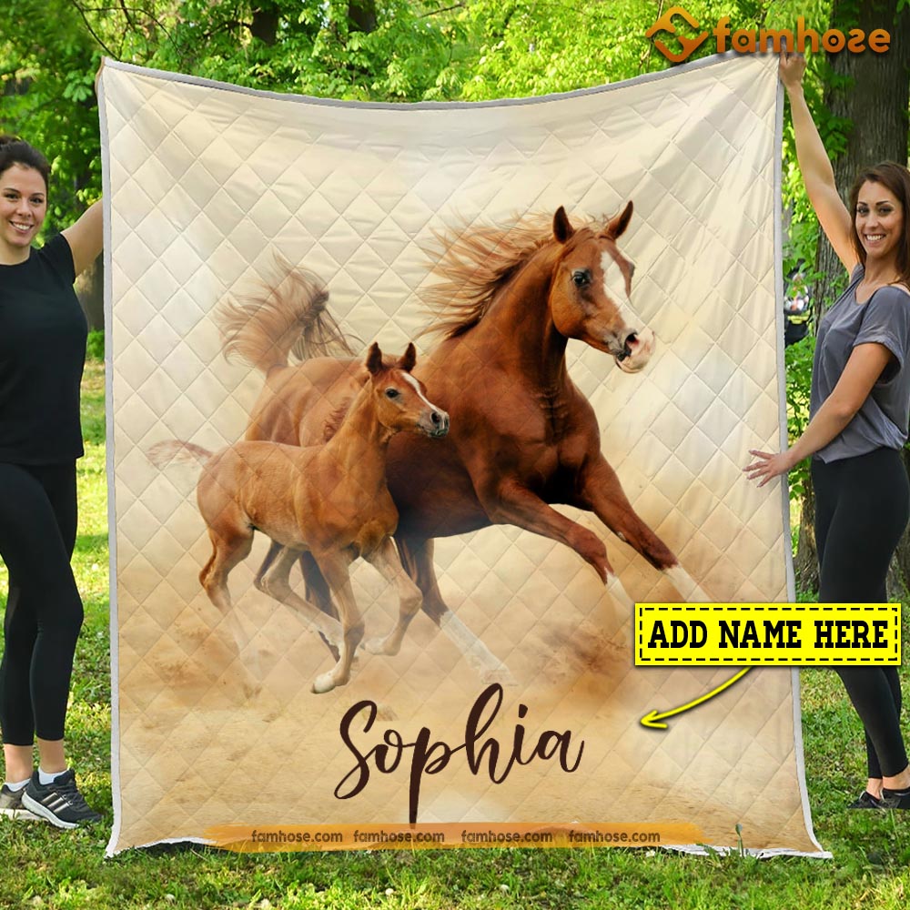 Personalized Mother's Day Horse Blanket, Mom And Daughter Together Horse Fleece Blanket - Sherpa Blanket Gift For Horse Lover