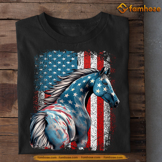 July 4th Horse T-shirt, Horse USA Flag, Independence Day Gift For Horse Lovers, Horse Riders, Equestrians