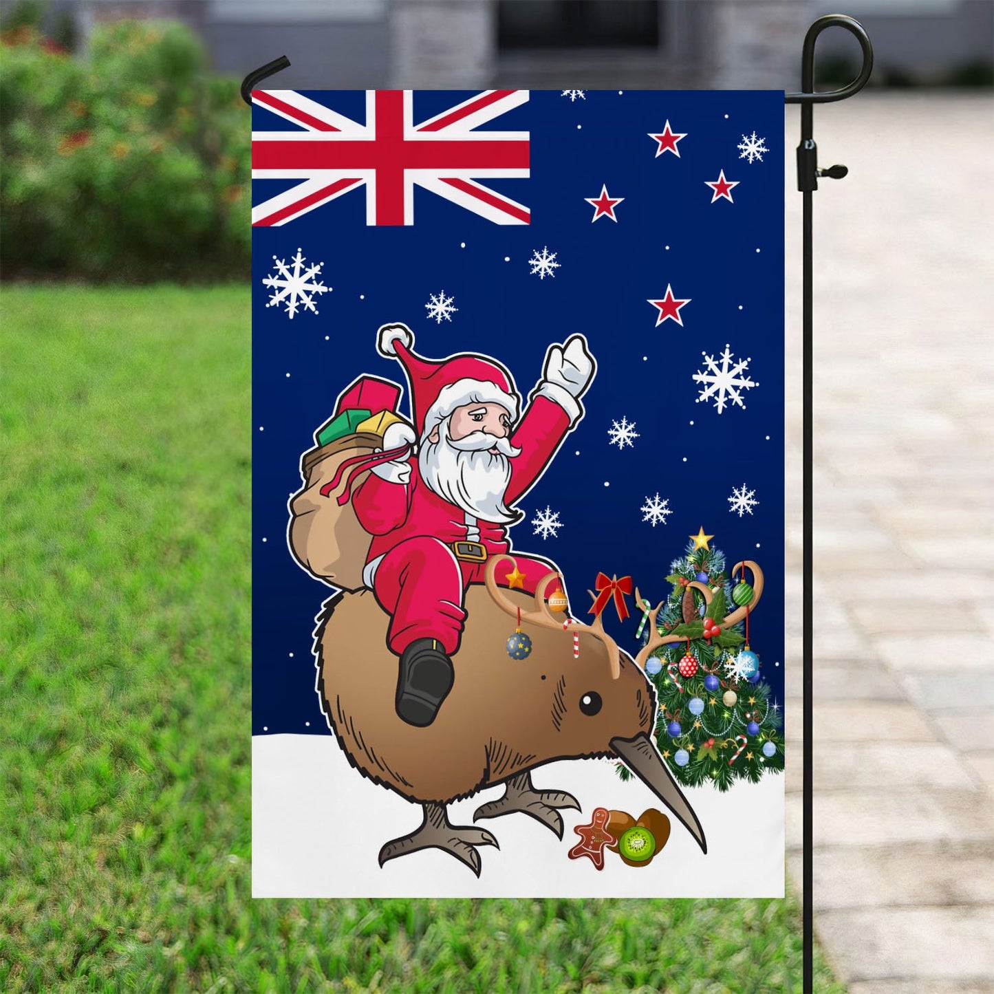 New Zealand Christmas Garden Flag & House Flag, Christmas Flag Gift For New Zealanders