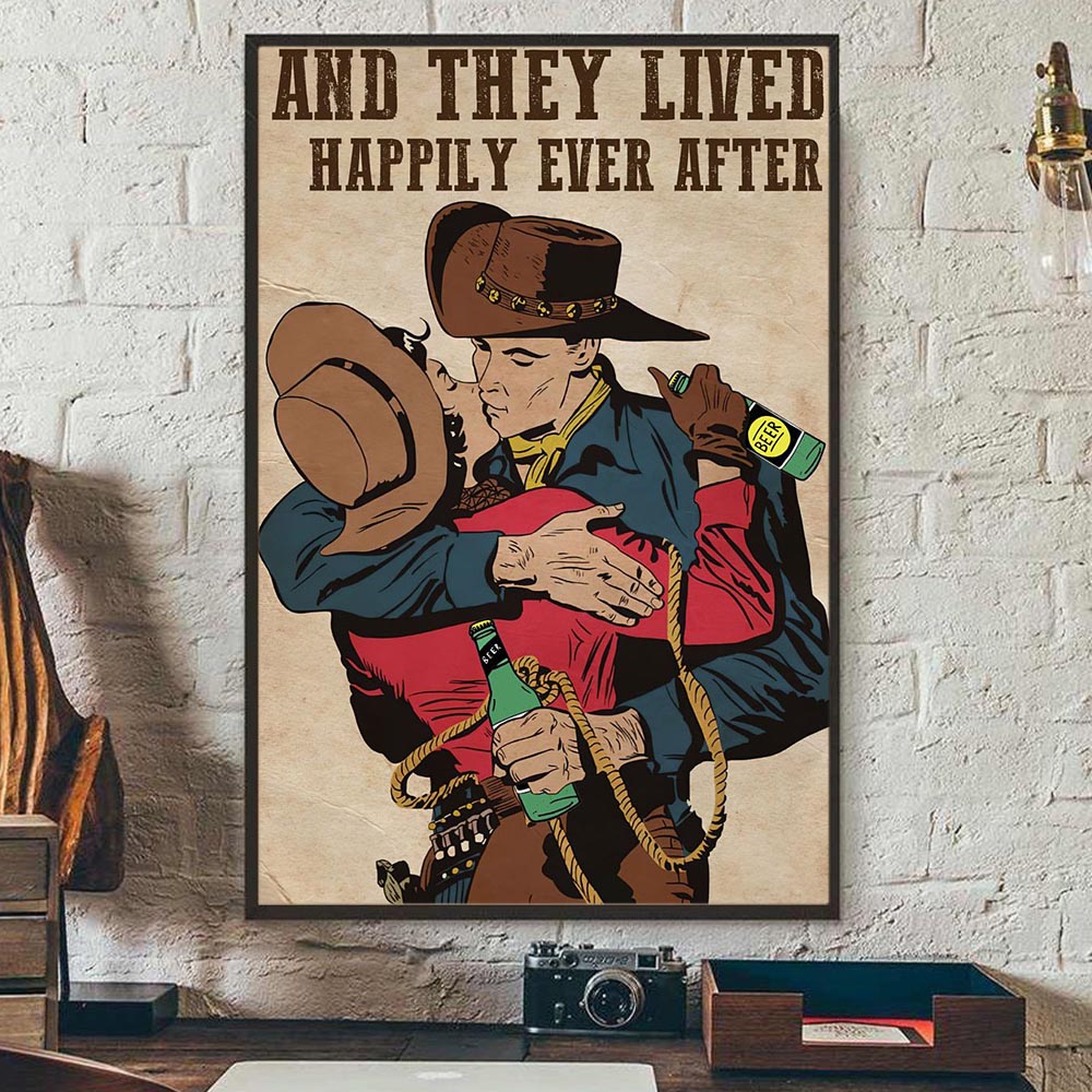 Valentine Rodeo Poster & Canvas, And They Lived Happily Ever After, Rodeo Canvas Wall Art, Poster Gift For Horse Lovers