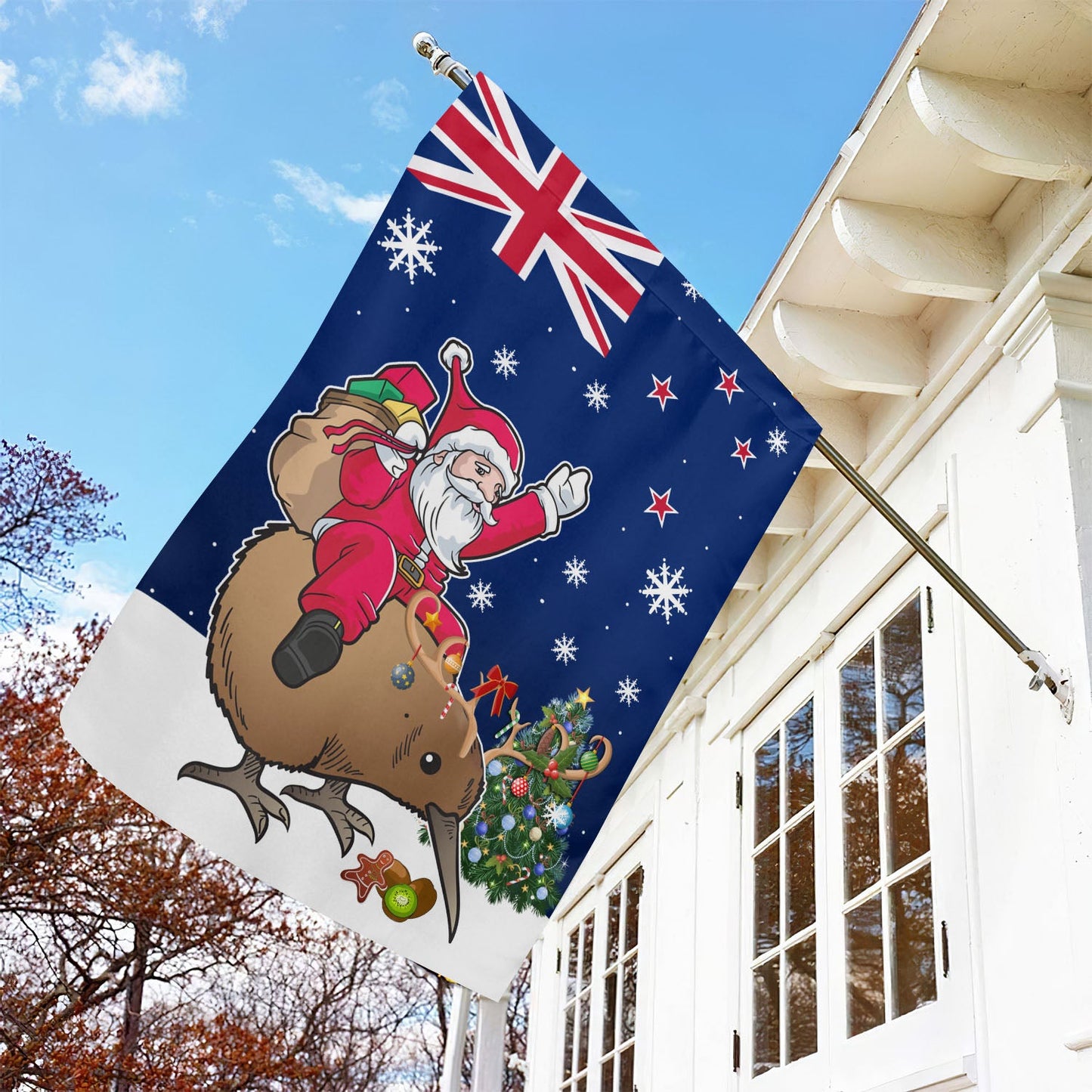 New Zealand Christmas Garden Flag & House Flag, Christmas Flag Gift For New Zealanders