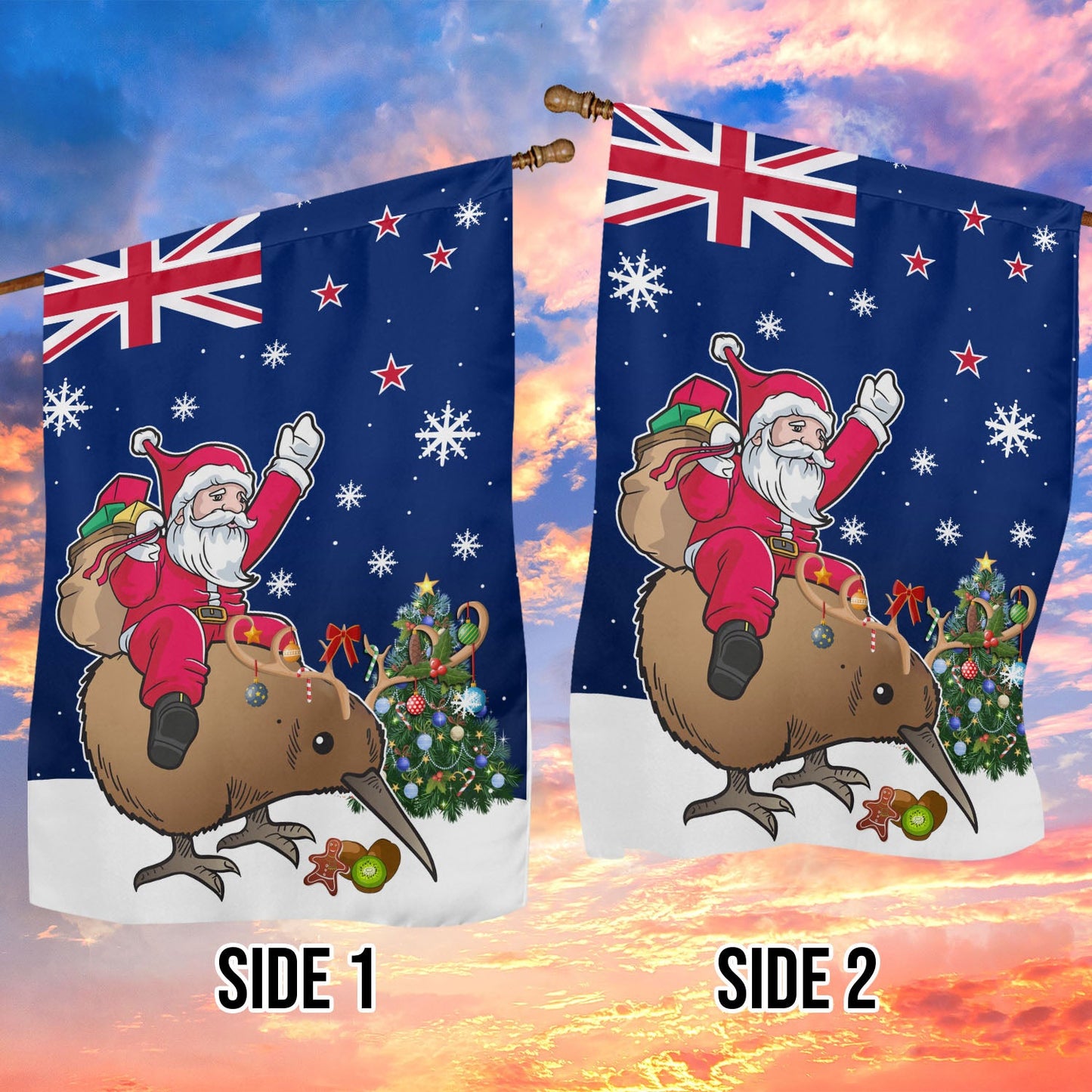 New Zealand Christmas Garden Flag & House Flag, Christmas Flag Gift For New Zealanders