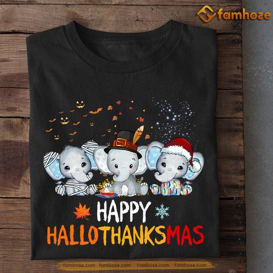 Elephant T-shirt, Happy HalloThanksMas, Gift For Elephant Lovers, Elephant Halloween Tees