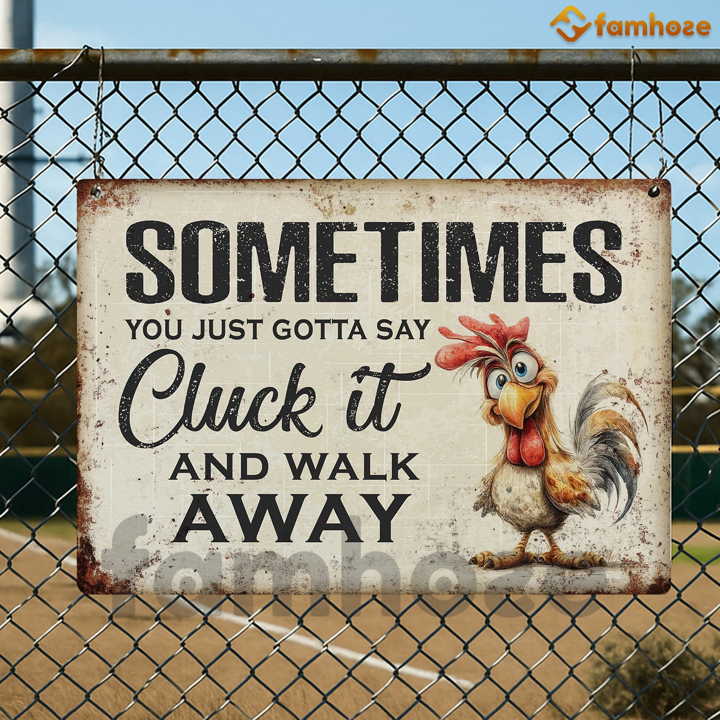 Funny Chicken Metal Sign, Cluck It And Walk Away Farm Sign, Farm Decor Gift For Chicken Lovers