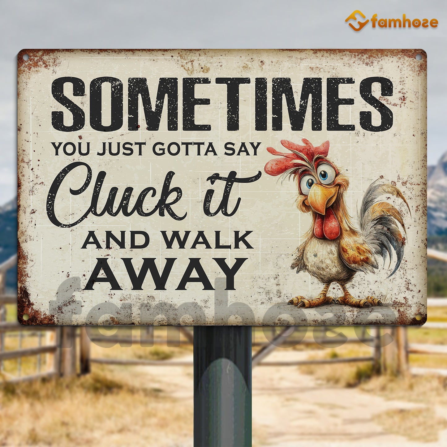 Funny Chicken Metal Sign, Cluck It And Walk Away Farm Sign, Farm Decor Gift For Chicken Lovers