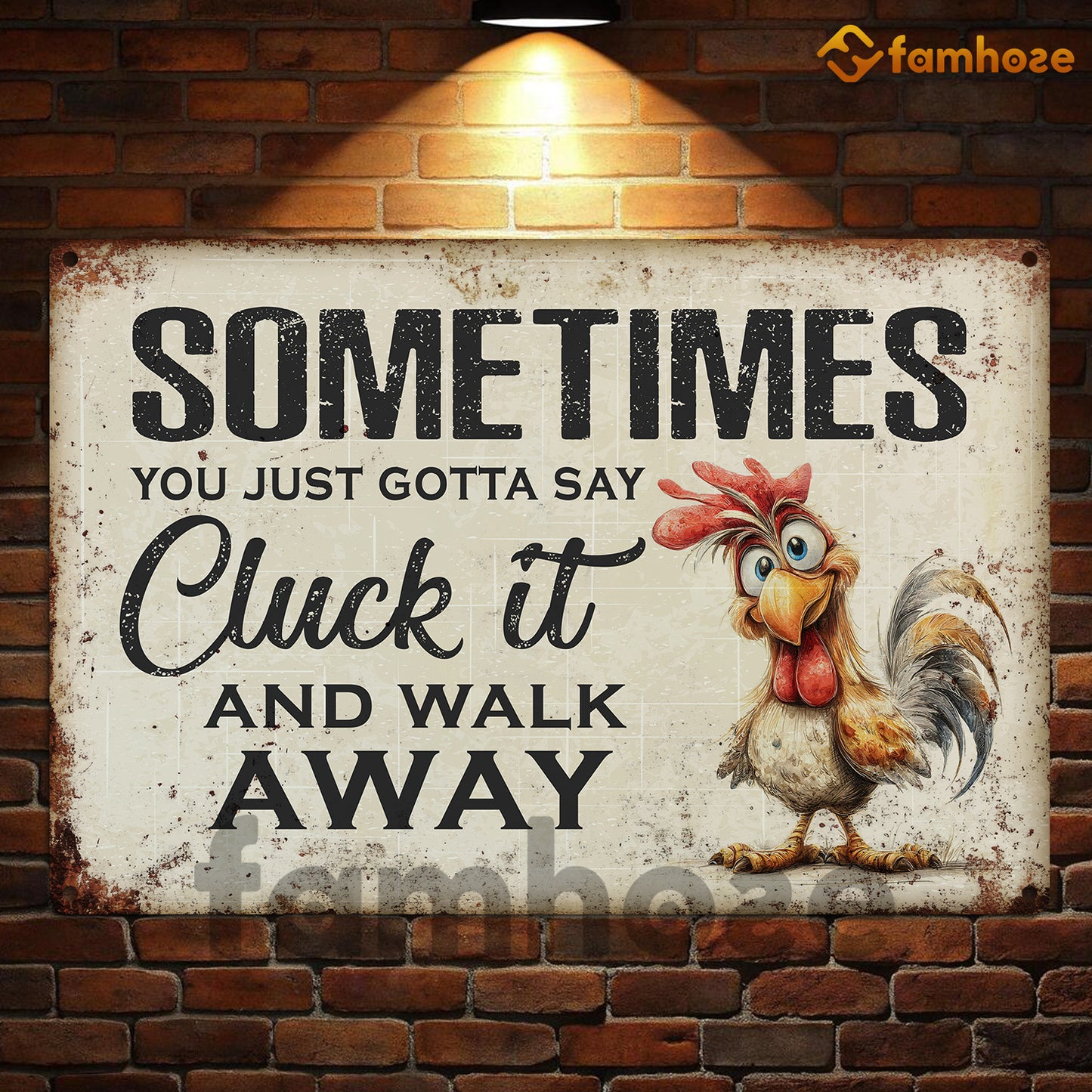 Funny Chicken Metal Sign, Cluck It And Walk Away Farm Sign, Farm Decor Gift For Chicken Lovers