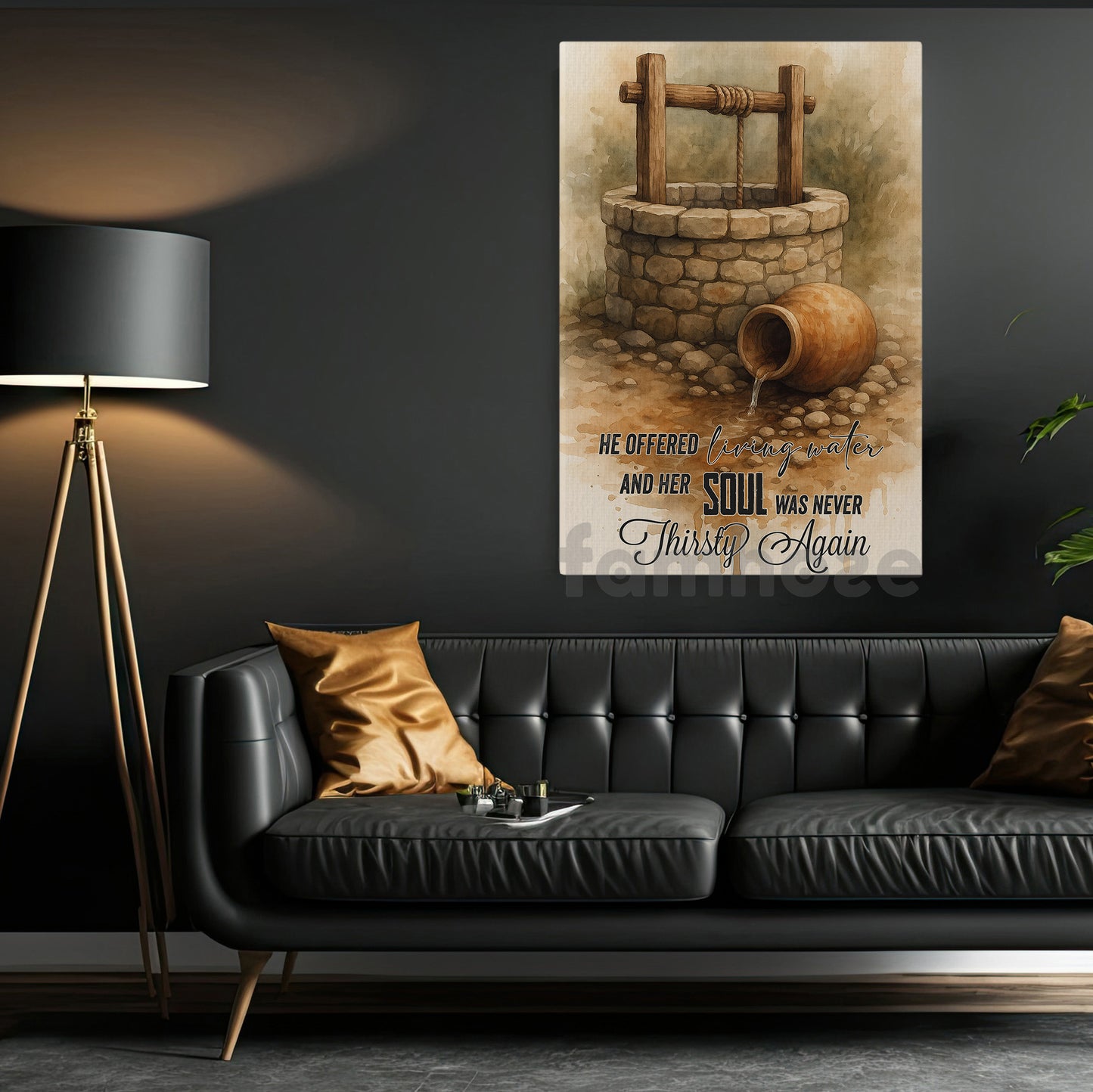 Quote God Canvas Painting, He Offered Living Water Quote Wall Art Decor, Poster Gift For God Lovers