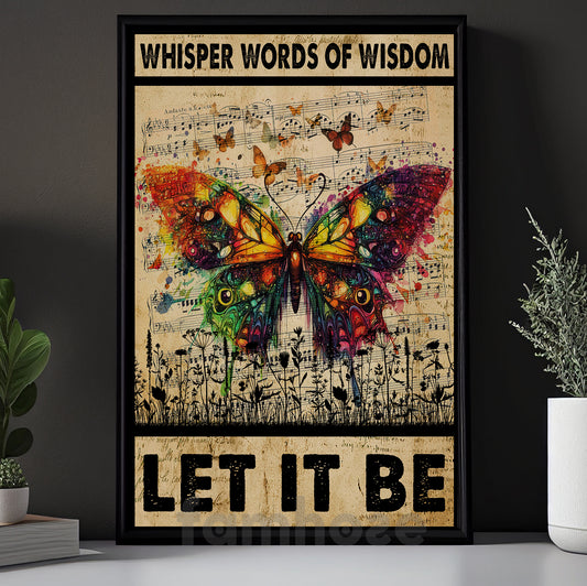 Quote Butterfly Canvas Painting, Let It Be Quote Wall Art Decor, Poster Gift For Butterfly Lovers