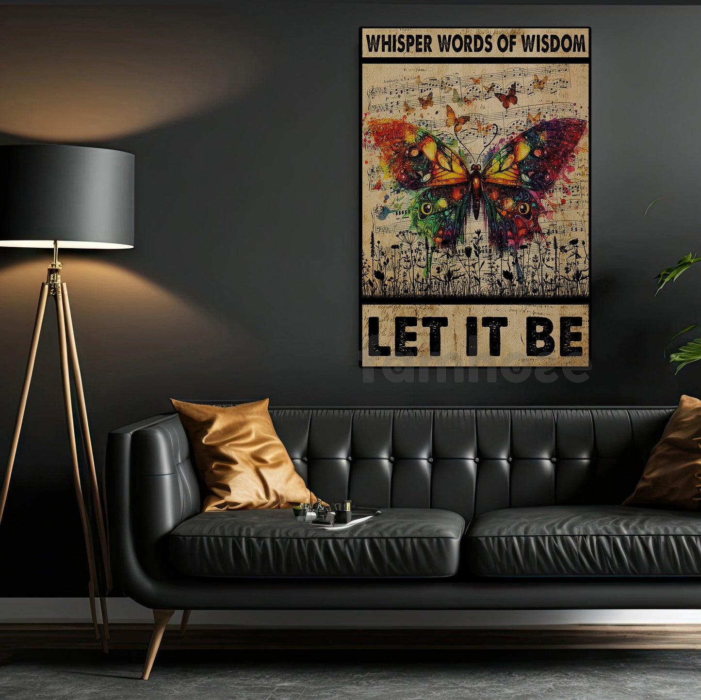 Quote Butterfly Canvas Painting, Let It Be Quote Wall Art Decor, Poster Gift For Butterfly Lovers