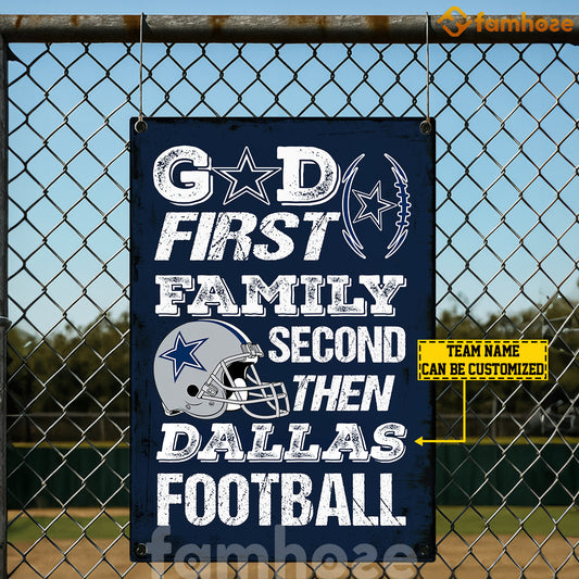 Personalized Football Club Metal Sign, God First Family Second Sport Sign, Field Decor Gift For Football Lovers, Jesus Lovers
