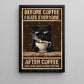 Funny Coffee Cat Canvas Painting, Before Coffee I Hate Everyone Wall Art Decor, Poster Gift For Cat Lovers, Coffee Lovers