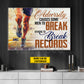 Motivational Personalized Marathon Running Canvas Painting, Break Records Sport Wall Art Decor, Poster Gift For Running Lovers