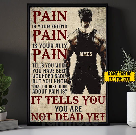 Motivational Personalized Wrestling Man Canvas Painting, Pain Is Your Friend Sport Wall Art Decor, Poster Gift For Wrestling Lovers
