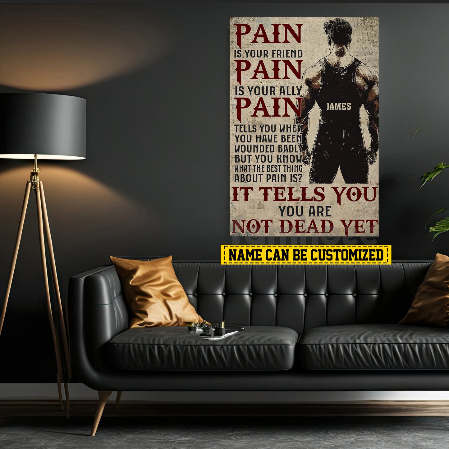 Motivational Personalized Wrestling Man Canvas Painting, Pain Is Your Friend Sport Wall Art Decor, Poster Gift For Wrestling Lovers