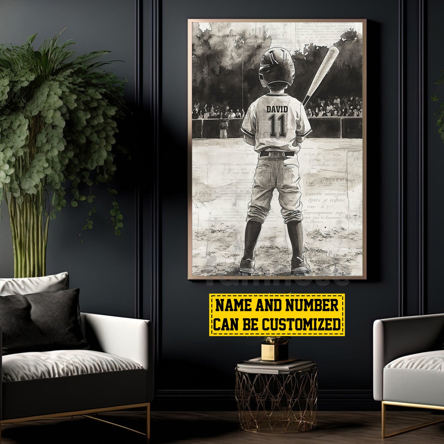 Personalized Baesball Kid Boy Canvas Painting, Dream Big, Play Ball Sport Wall Art Decor, Poster Gift For Baseball Lovers