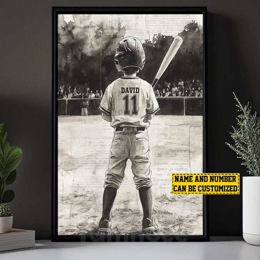 Personalized Baesball Kid Boy Canvas Painting, Dream Big, Play Ball Sport Wall Art Decor, Poster Gift For Baseball Lovers