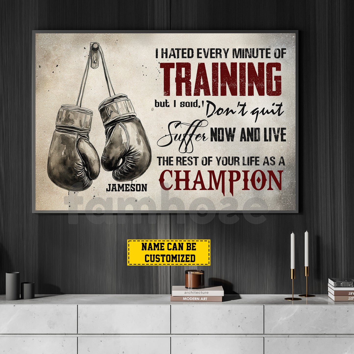 Motivational Personalized Boxing Canvas Painting, I Hated Every Minute Of Training Sport Wall Art Decor, Poster Gift For Boxing Lovers