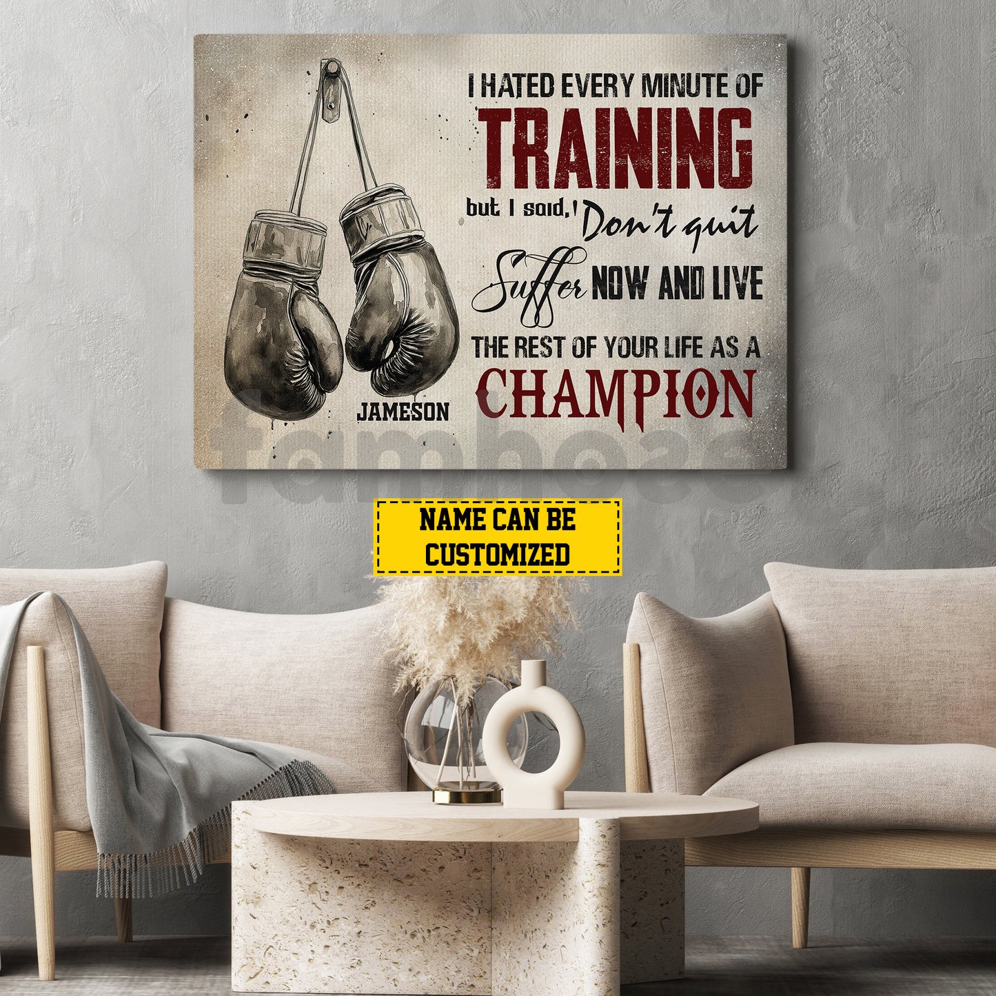 Motivational Personalized Boxing Canvas Painting, I Hated Every Minute Of Training Sport Wall Art Decor, Poster Gift For Boxing Lovers