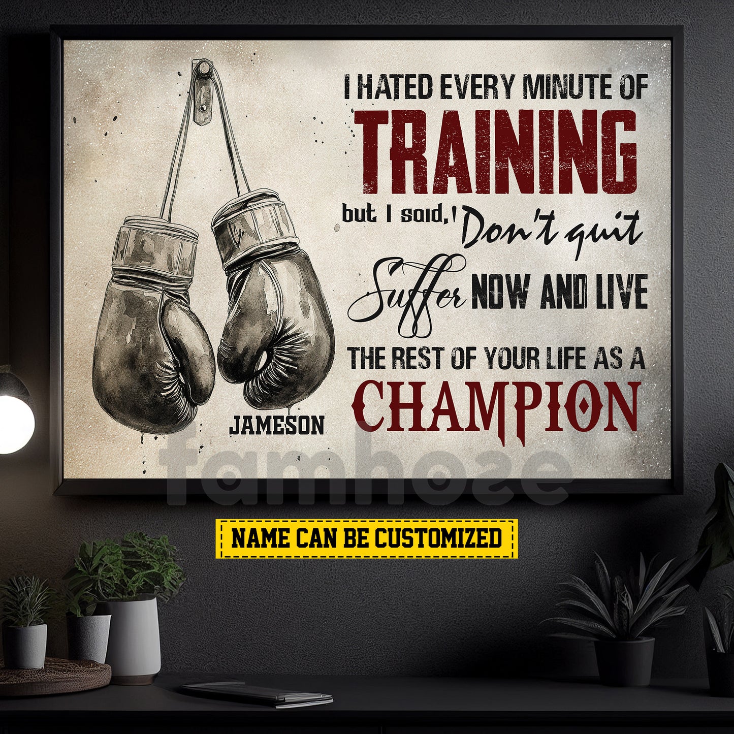 Motivational Personalized Boxing Canvas Painting, I Hated Every Minute Of Training Sport Wall Art Decor, Poster Gift For Boxing Lovers