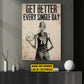 Motivational Personalized Volleyball Girl Canvas Painting, Be Better Every Single Day Sport Wall Art Decor, Poster Gift For Volleyball Lovers