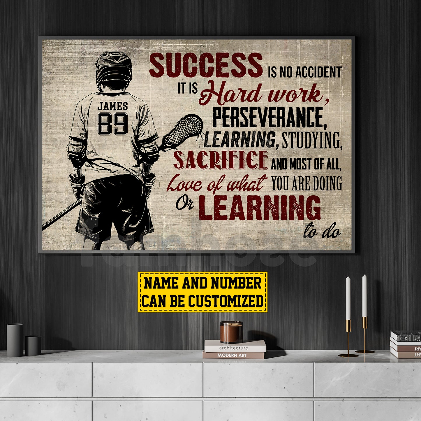 Motivational Personalized Lacrosse Canvas Painting, Success Is No Accident Sport Wall Art Decor, Poster Gift For Lacrosse Lovers
