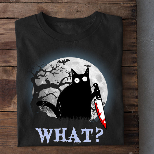 Cool Halloween Black Cat T-shirt, What I Scare Me, Gift For Cat Lovers, Cat Tees, Cat Owners
