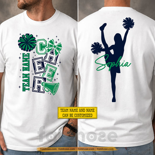 Personalized Cheerleading Two-sided T-shirt, Big Spirit Bigger Dreams Tees Gift For Cheerleading Lover