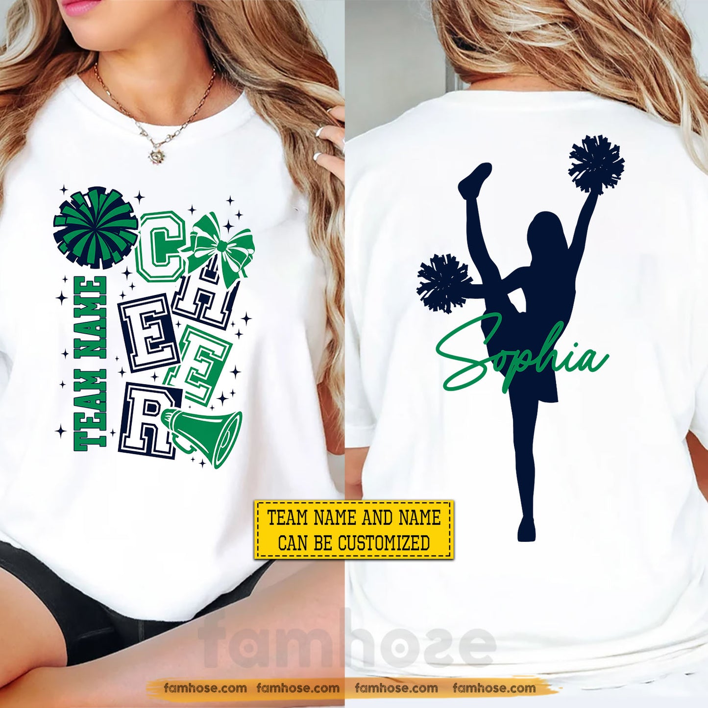Personalized Cheerleading Two-sided T-shirt, Big Spirit Bigger Dreams Tees Gift For Cheerleading Lover