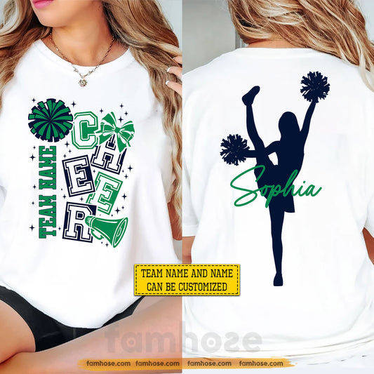 Personalized Cheerleading Two-sided T-shirt, Big Spirit Bigger Dreams Tees Gift For Cheerleading Lover