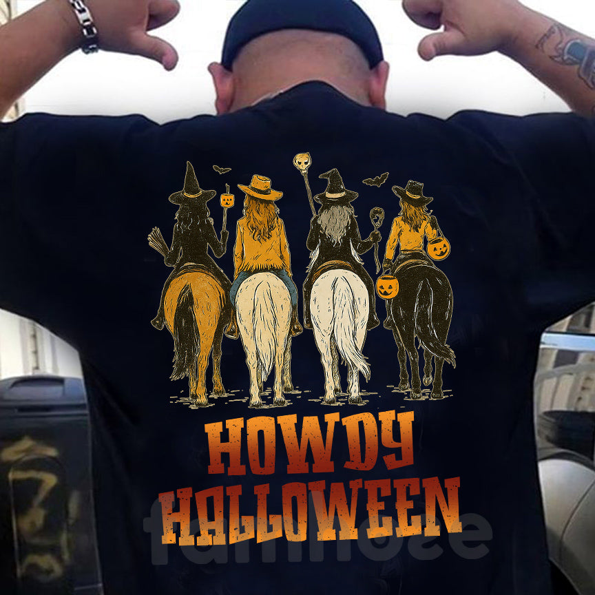Halloween Cowgirl Riding T-shirt, Howdy Halloween, Spooky Season Gift For Cowgirls