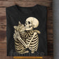 Cute Halloween Skeleton Cat T-shirt, Skeleton Love Cat Tees Spooky Season Gift For Cat Lovers