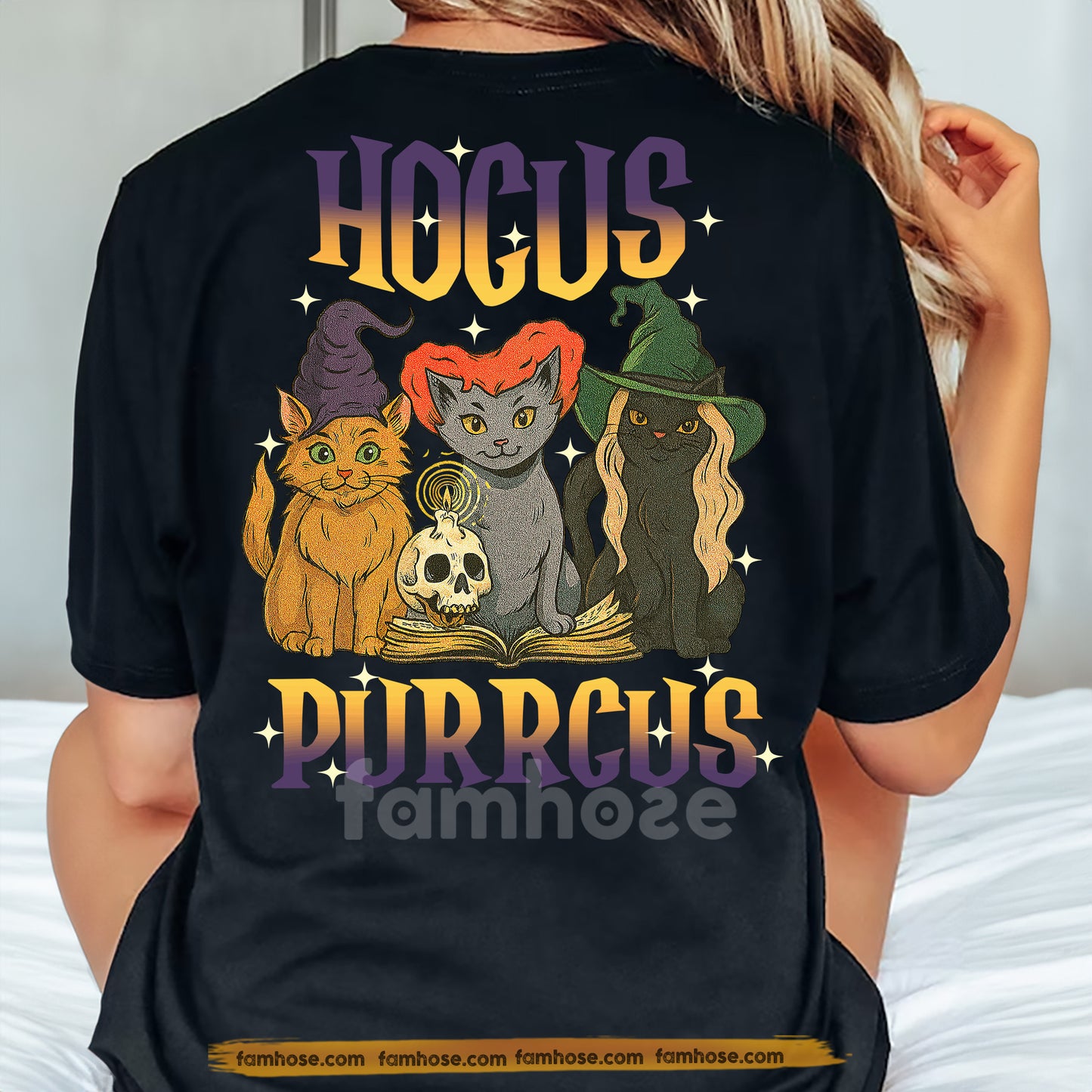 Funny Halloween Cat Backside T-shirt, Hocus Purrcus, Spooky Season Gift For Cat Lovers