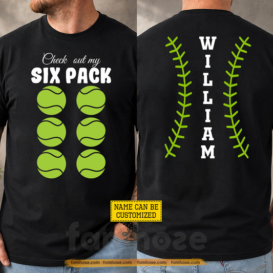 Funny Personalized Tennis Two-sided T-shirt, Check Out My Six Pack Sport Tees Gift For Tennis Lover